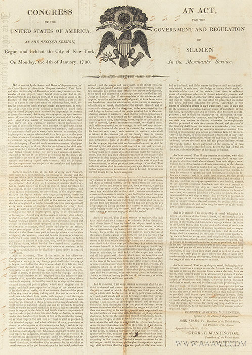 Broadsheet; "An Act For the Government and Regulation of Seamen in the Merchant's Service, Image 1