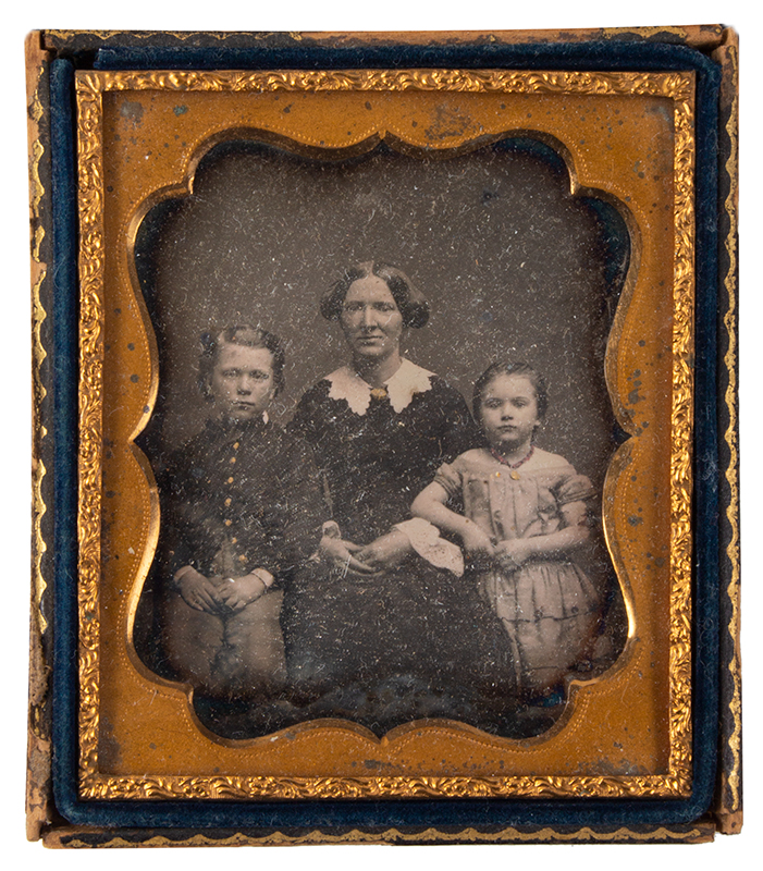 Daguerreotype, Mother and Two Children, Sixth Plate, Image 1