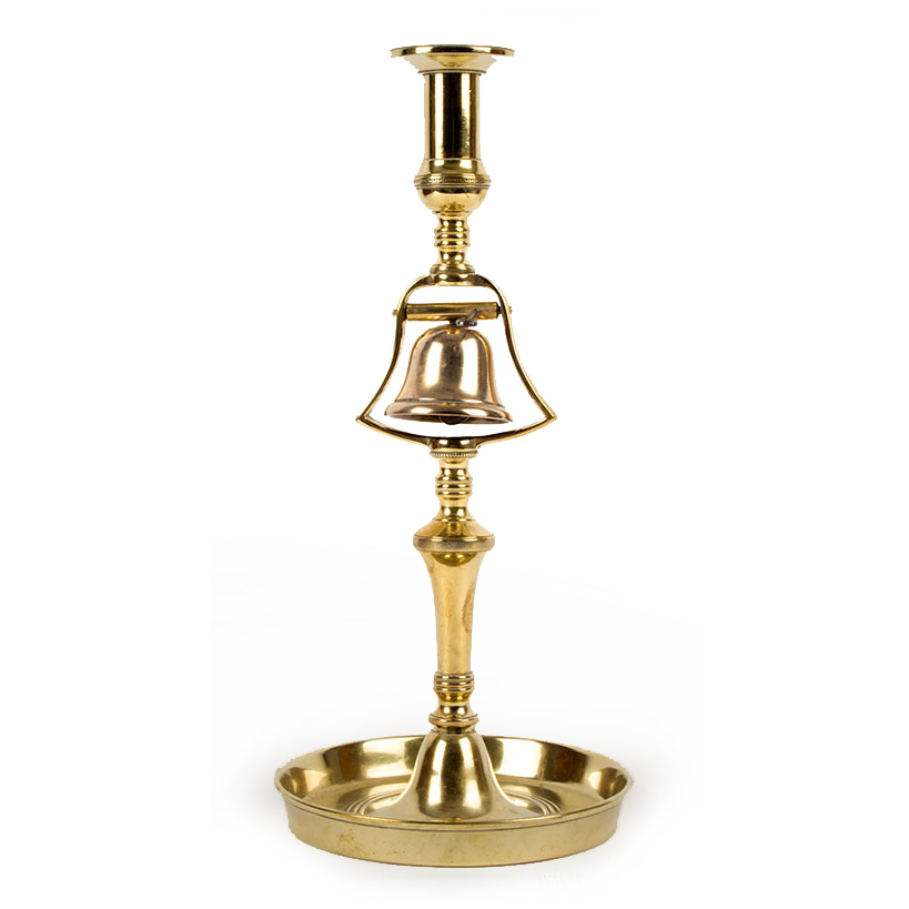 Brass Tavern Candlestick with Bell, Image 1