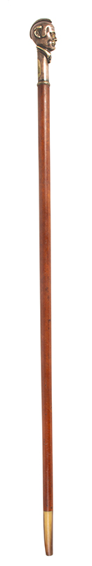 Antique Cane, Figural Walking Stick, Mustached Man Wearing Helmet, Image 1