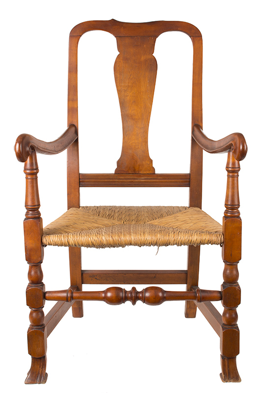 Queen Anne Armchair, Turned and Carved, Image 1