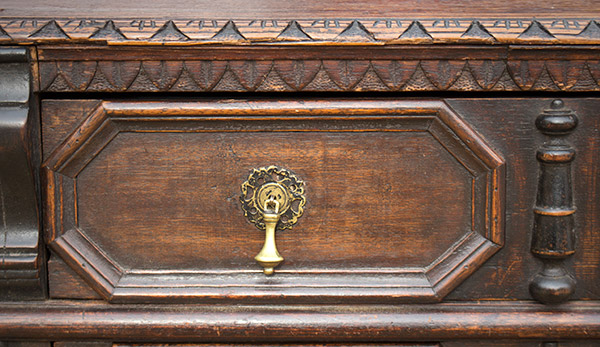 Boston, Two-Part Chest of Drawers, Jacobean, Mannerist/Baroque Extremely Rare, Small Size… a form rarely made in America, detail view 2