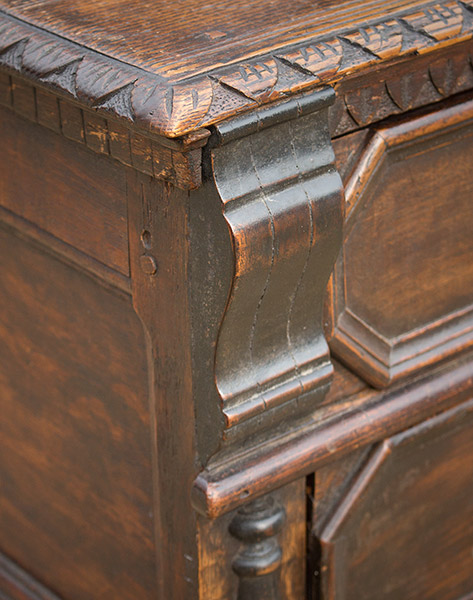 Boston, Two-Part Chest of Drawers, Jacobean, Mannerist/Baroque Extremely Rare, Small Size… a form rarely made in America, detail view 3