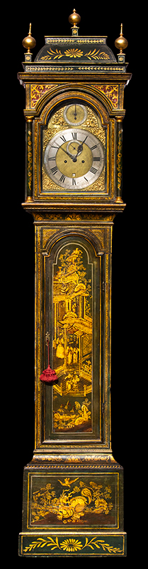 Japanned Lacquered Chinoiserie Tall Clock, entire view