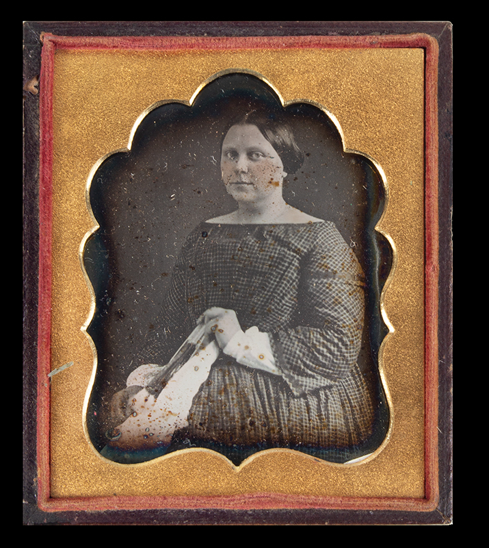 Daguerreotype, Woman Holding Fan, Sixth Plate, Image 1