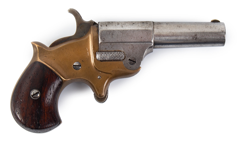Single Shot Derringer Pistol, C.H. Ballard, Worcester, Massachusetts .41 caliber rim fire, serial number 169, right facing