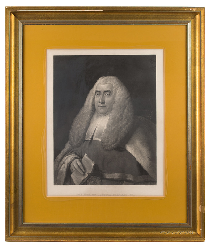 Sir William Blackstone 
After Thomas Gainsborough, mezzotint by John Sartain (1808-1897) 
Published by J. Campbell 
Philadelphia, 1875, entire view