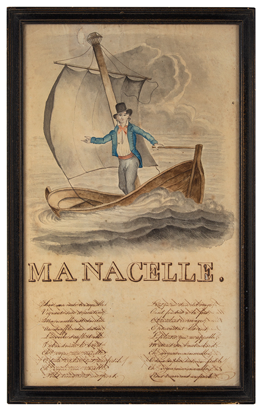 Watercolor, My Little Boat, Sailor at Helm, Ma Nacelle, Herman Melville Collection, Image 1