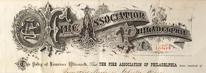 Fire Association of Philadelphia Insurance Policy 1878, detail view