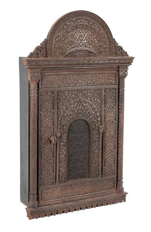Antique Judaica, Cast Iron & Wood Key Cabinet, Star of David, Image 1
