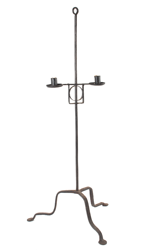 Two Light, wrought Iron Adjustable Candlestand, entire view