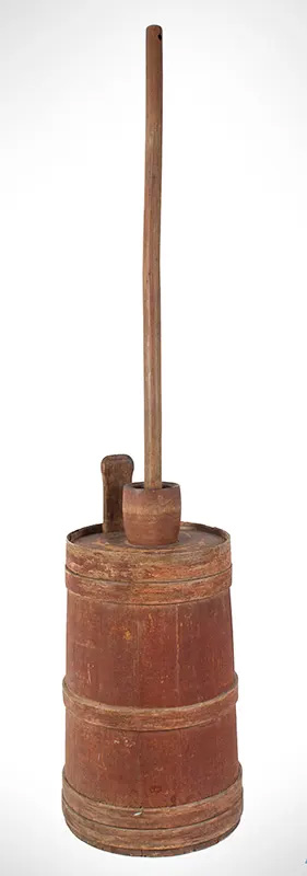 Butter Churn, Exceptional Form, Pouring Funnel, Original Paint, Image 1
