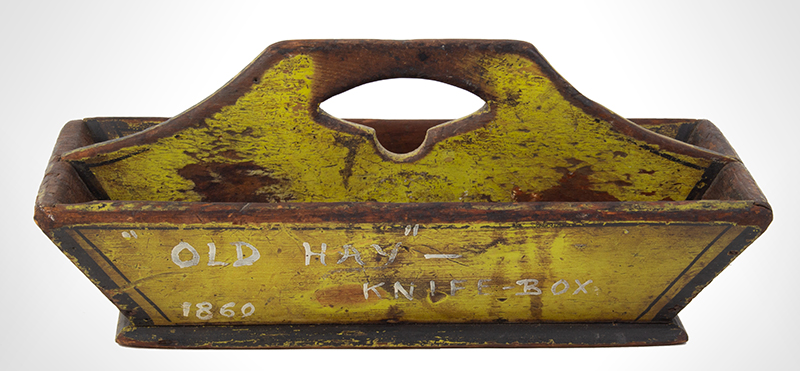 Painted Cutlery Box, “Old Hay” “1869” “Knife Box”, entire view