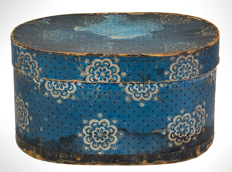 Blue wallpaper Box Signed Jacob Wilhelm, Lancaster, PA 1845, entire view