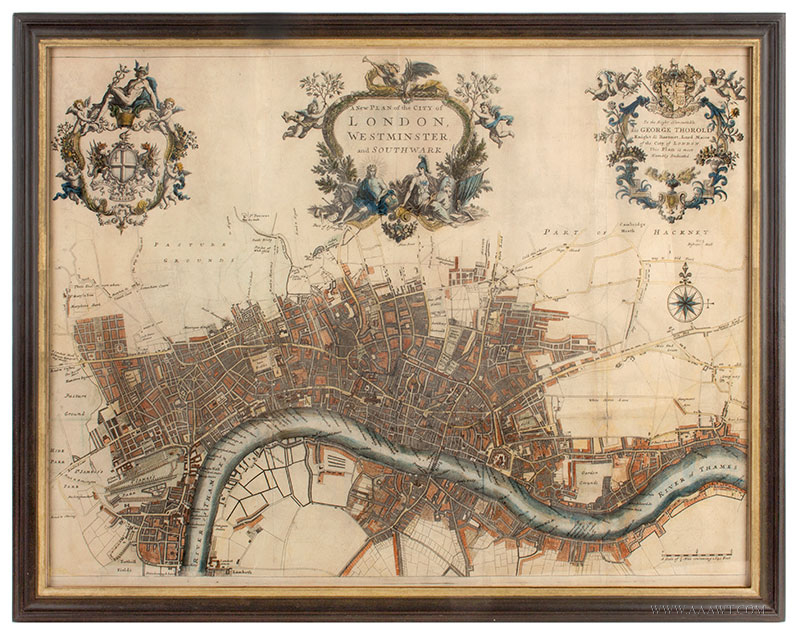 Map, Three Cartouches, A New Plan, City of London, From a Survey, Image 1