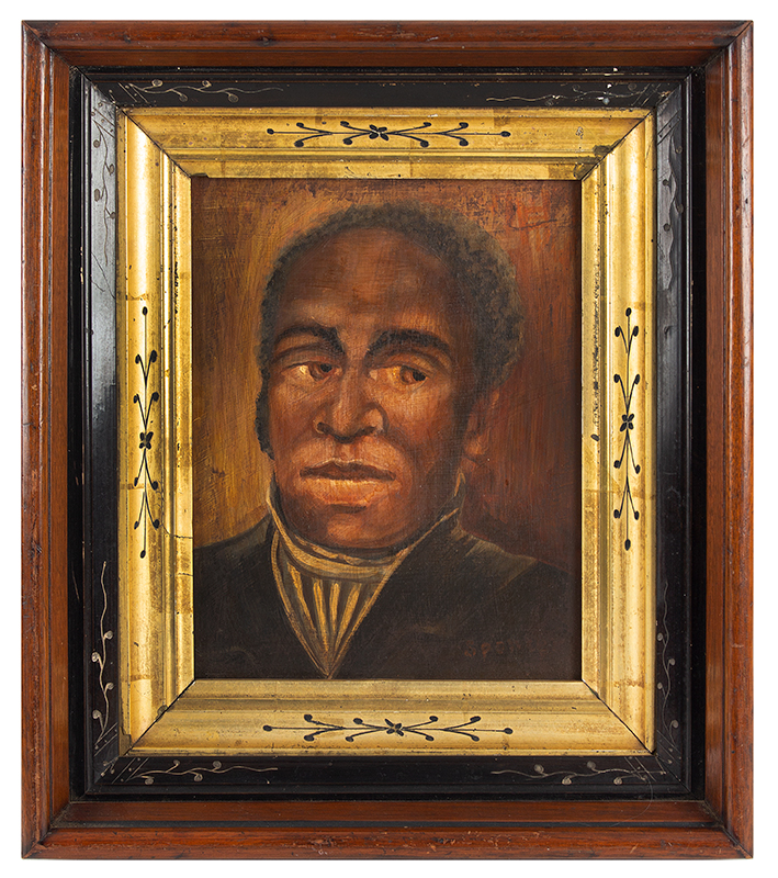 Vintage Portrait, African American Gentleman, African American Southern Artist Signed in brick red paint by "Spencer", Image 1