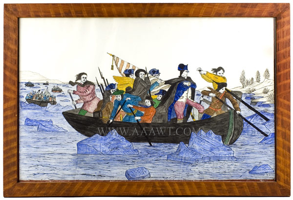 Folk Art, The Utica Master, Lawrence Ladd, Washington Crossing the Delaware Museum exhibit title card on verso, entire view
