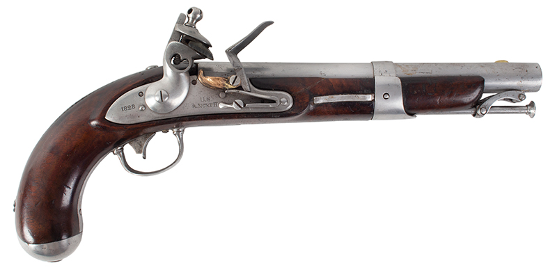 U.S. Model 1826 Navy Flintlock Pistol, Dated 1828, Simeon North, Middletown, Connecticut, circa 1826 to 1829, Image 1