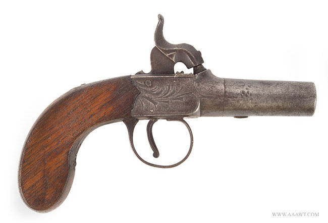 Engraved Boxlock Percussion Pistol by Nock of London, Engraved Decoration, Image 1