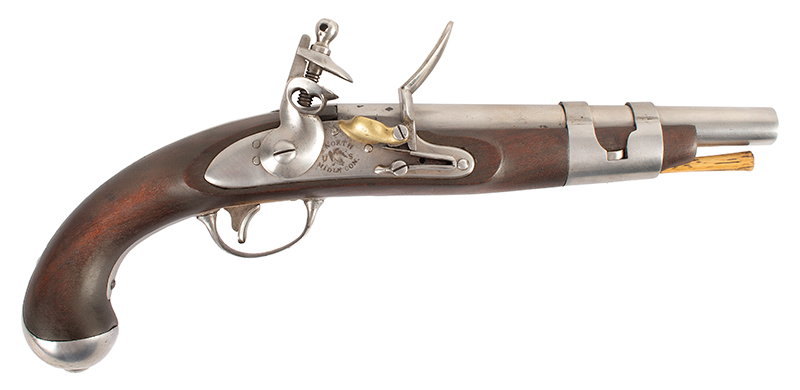 A Simeon North Model 1816 Flintlock Military Pistol, .54 Caliber; 9 1/16" Smoothbore, Round Barrel, Image 1