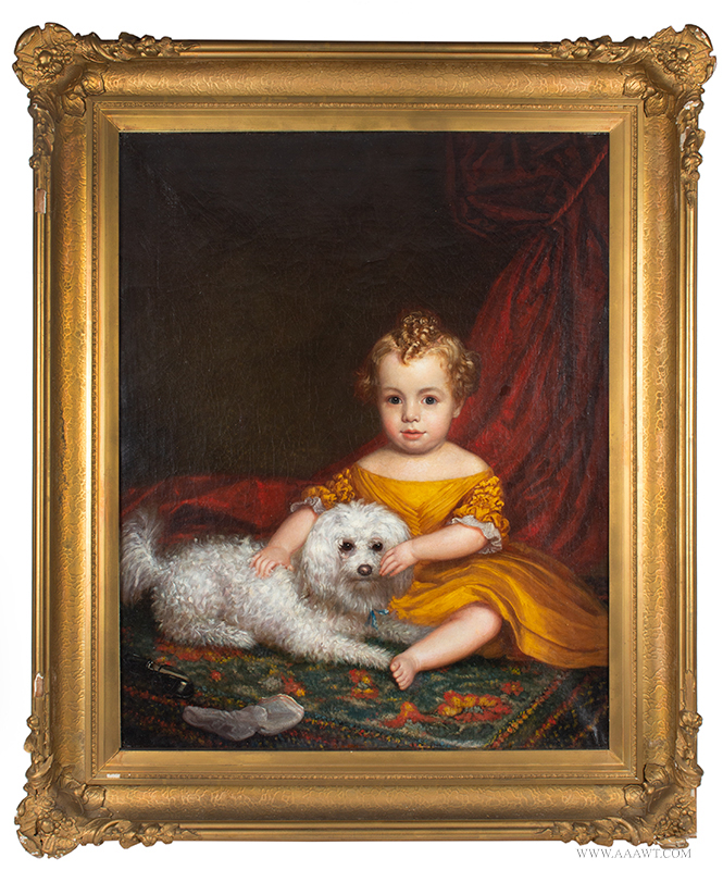 Portrait of Infant with Dog Seated on Carpet, Image 1