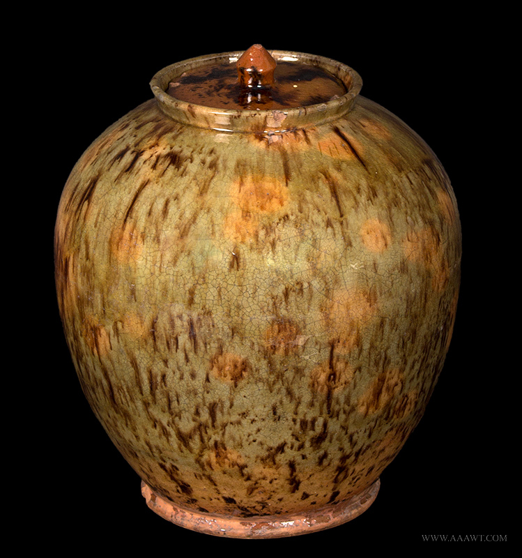 Redware Jar, Ovoid, Chinese Form, Outstanding Form and Glaze, Fine & Rare Southeastern Massachusetts, Bristol County, entire view 2