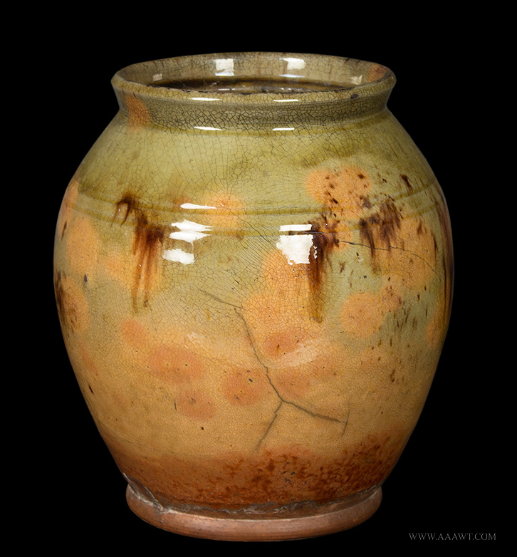 Ovoid Redware Jar, Bristol County, Beautiful Glaze, Image 1