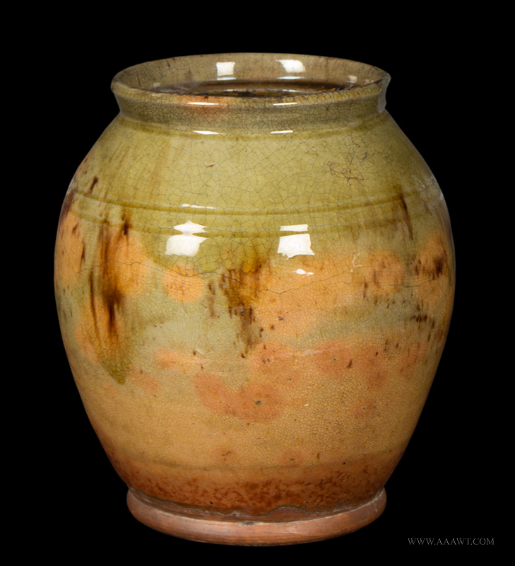 Ovoid Redware Jar, Bristol County, Massachusetts, Beautiful Glaze, entire view 2