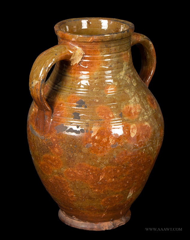 Redware Vase, Amphora Form, Large Double Handle, Rare and Important New England, Likely Massachusetts, entire view 2