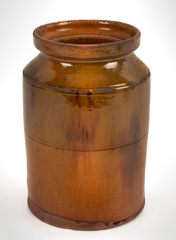Redware Jar, Cylindrical, Probably Connecticut, Image 1