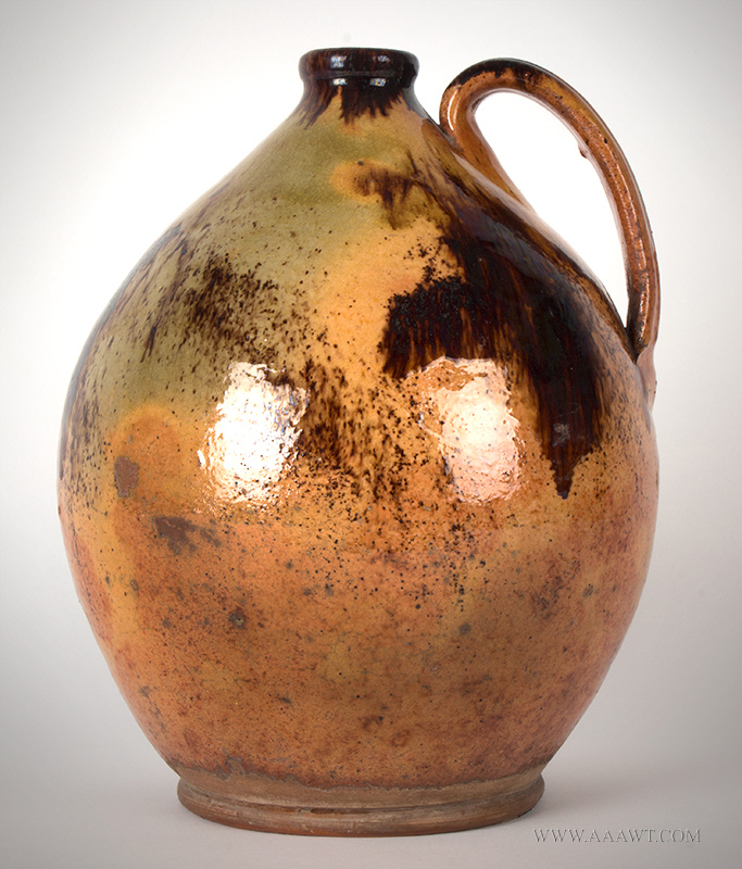 Redware Jug, The Finest Known to Exist, Bristol County, Massachusetts, entire view