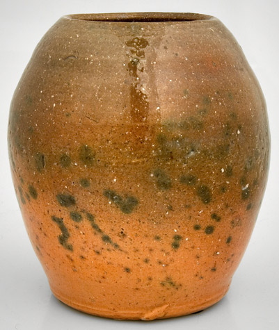 Redware Vase, Lead Glaze Spotted with Green, Image 1