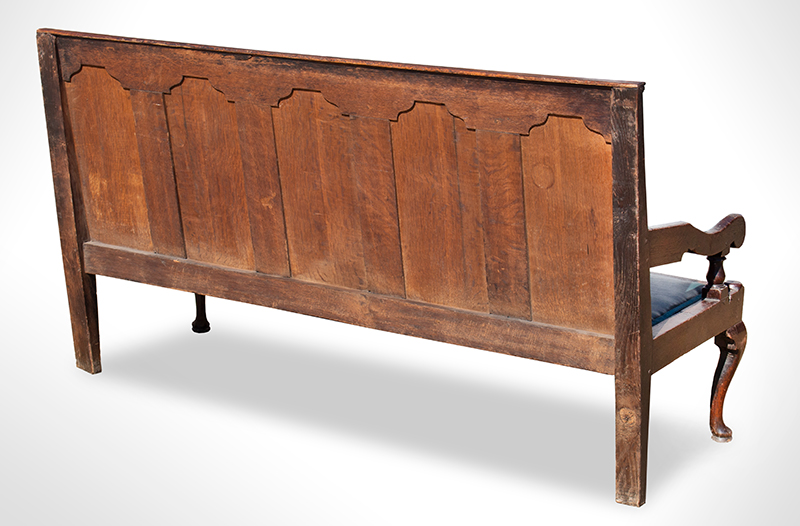 18th Century Settle Bench, George III, Fielded Panels, Great Color & Patina Cheshire, South Lancashire, England, entire view 3
