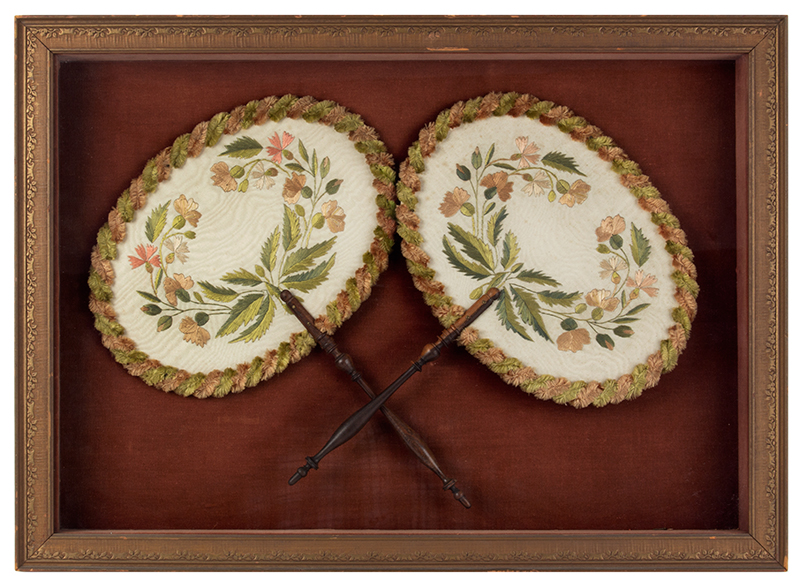 Antique, Ladies Fans, Embroidered, Image 1