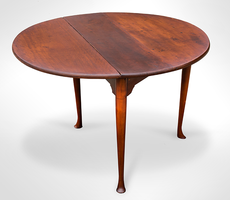 Queen Anne Drop Leaf Table, Three Legs, Single Gateleg and Falling Leaf Likely Rhode Island…Very Rare Form, entire view 2
