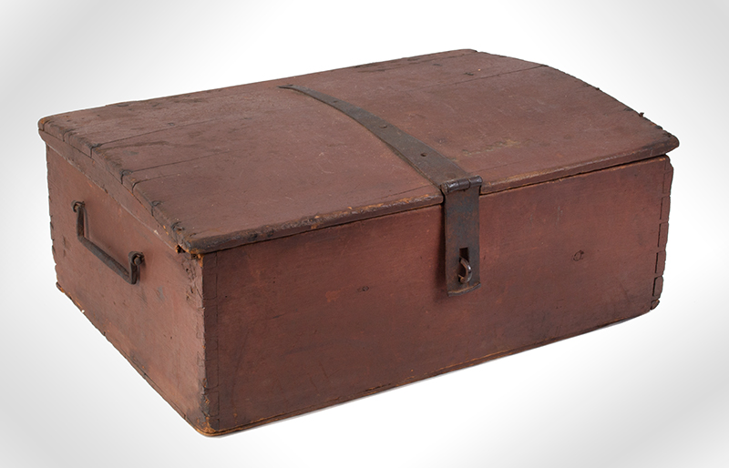 18th Century Tabletop Box, Original Red Paint, Image 1