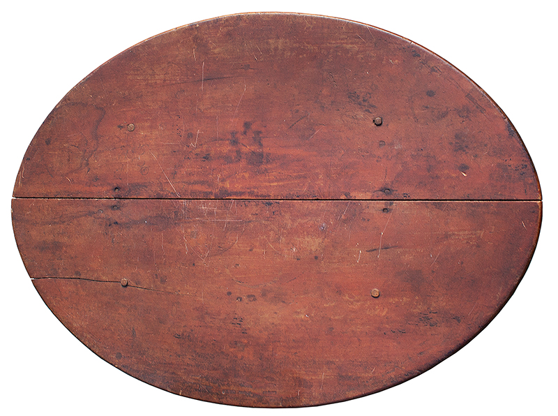William and Mary Tavern Table, Old Red Paint, New England, Likely Massachusetts, top view