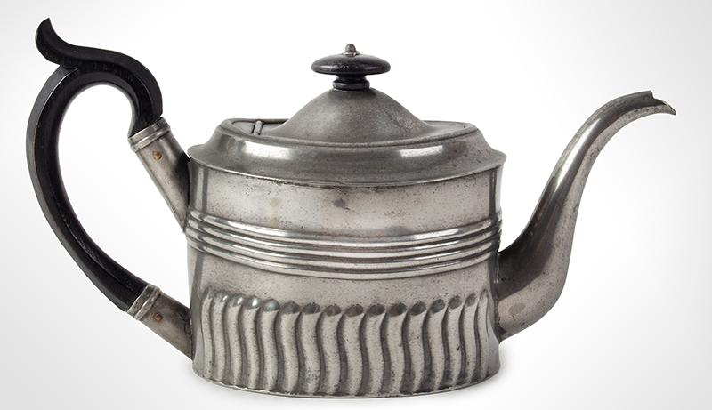 Antique Oval Britannia Metal Teapot, Image 1