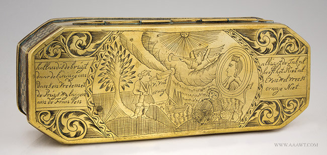 Eighteenth Century Brass Dutch Tobacco Box, Image 1