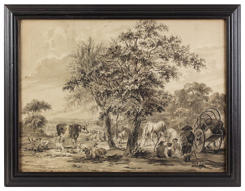 18th Century Watercolor, English Farm, Image 1
