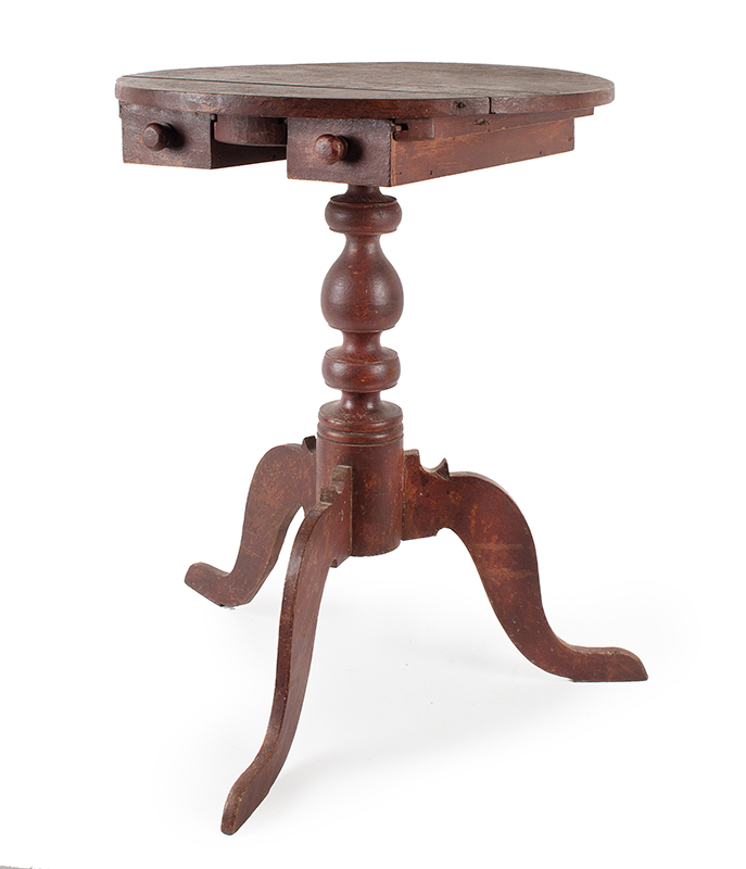 Candlestand, Piedmont, North Carolina, Original Red Paint, Candle Drawers, Image 1