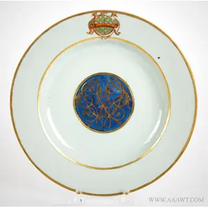Porcelain, Chinese Export Armorial Dish, Arms of Winder