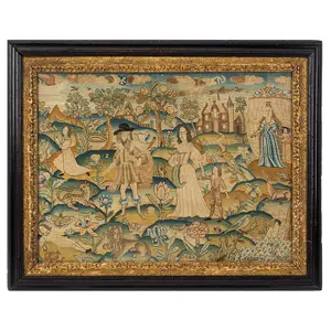 Seventeenth Century Embroidery, The Expulsion of Hagar & Ishmael