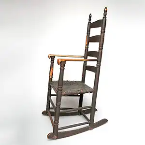 Ladder Back Rocking Chair, Human Effigy Arm Terminuses