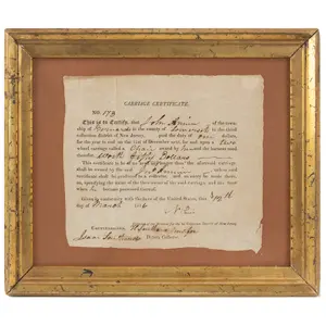 TAXes WAR FUNDING: Partially Printed. Carriage Certificate 1816 New Jersey