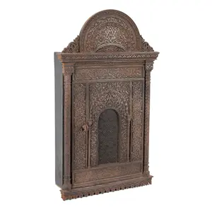 Antique Judaica, Cast Iron & Wood Key Cabinet, Star of David