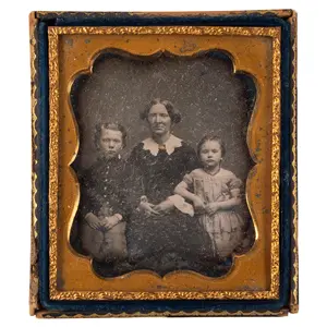 Daguerreotype, Mother and Two Children, Sixth Plate