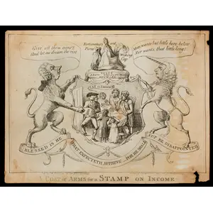 Satirical Print, A Coat of Arms for a Stamp on Income, 1798, RARE