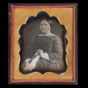 Daguerreotype, Woman Holding Fan, Sixth Plate
