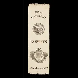 1873 Sons of Portsmouth, Commemorative Ribbon, Silk, Boston